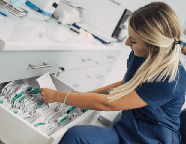 nurse checking medical histories