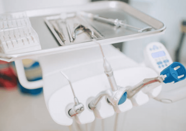 dental instruments on a tray